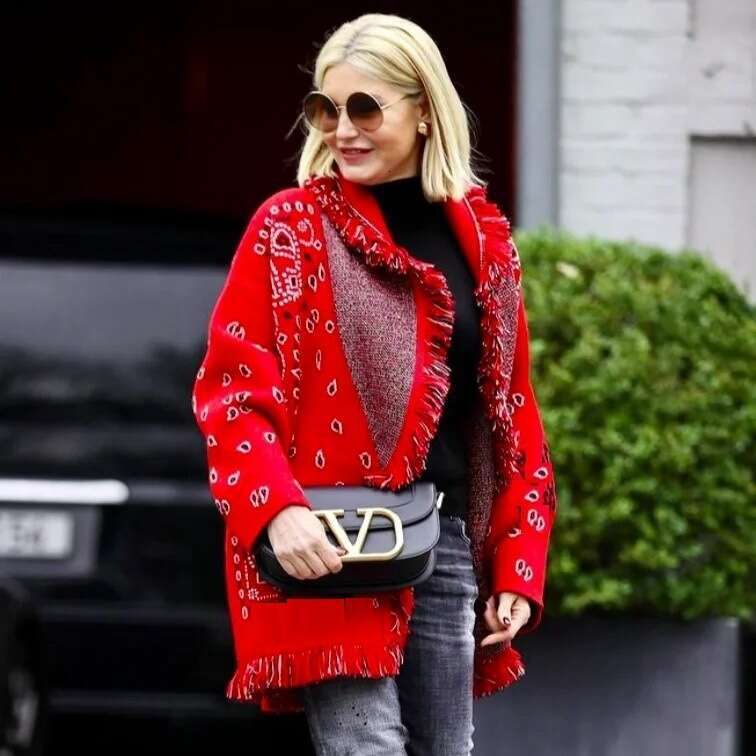 Winter Geometric Jacquard Bohemian Wool Cashmere Coat Loose Medium To Long Knitted Cardigan For Women