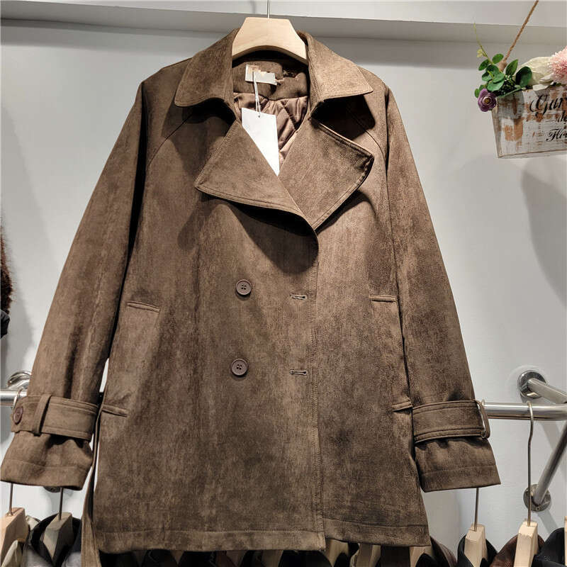Deer Fur Thick Coat For Women, Autumn/Winter 2024 New Item, Double Breasted Loose Lace Up, Small And Versatile Design Trend