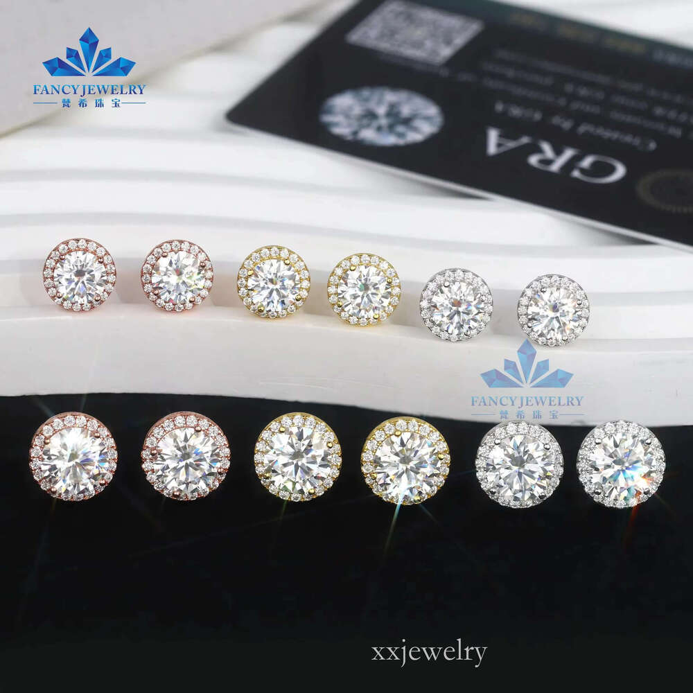 In stock dia earring wholesale price sier 6.5mm 8mm vvs moissanite stud hola earrings men women