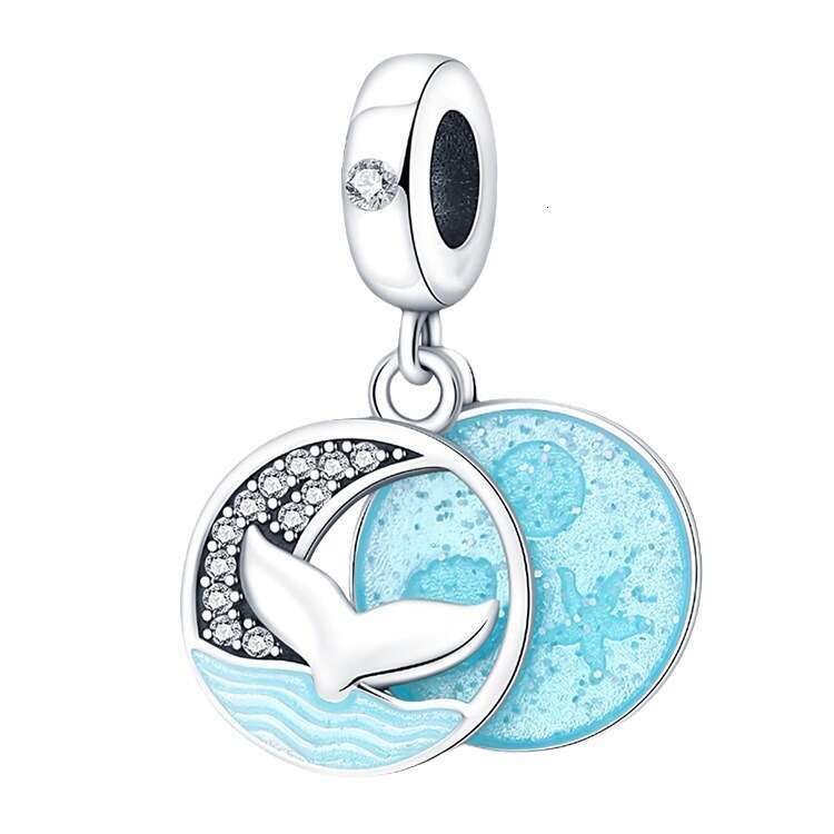 Hot selling ocean blue wind dolphin seahorse pendant beads Charms Fit 925 Sterling Silver Bracelet DIY jewelry accessories For women