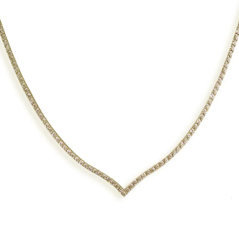 Stonefans V Shape Rhinestone Necklace Choker Wedding Accessories Fashion Jewelry Crystal Tennis Chain Necklace Statement Collar 250310