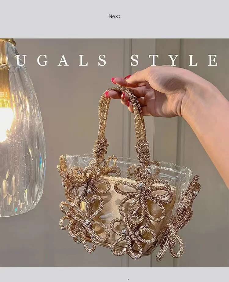 Transparent PVC Women's Handbag Glitter Shiny Rhie Dias Evening Wedding Party Clutch Purse Shoulder Bag