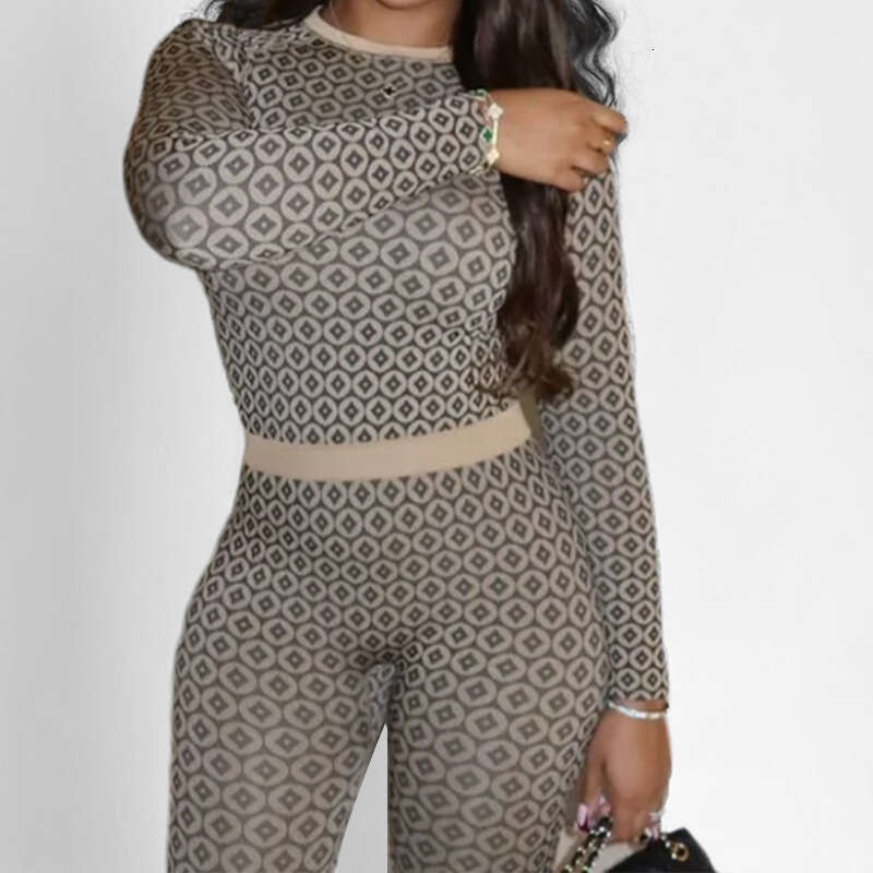 2025 Spring New Women's Sexy Spicy Girl Printed Slim Fit Long Sleeve Set For Women KLMY