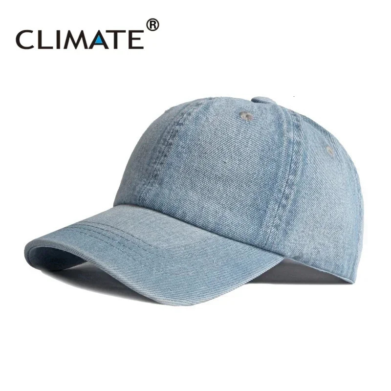 CLIMATE Mens Denim Baseball Cap Hat Blank Dad Caps Cool Casual Jeans Wear for Men 250311