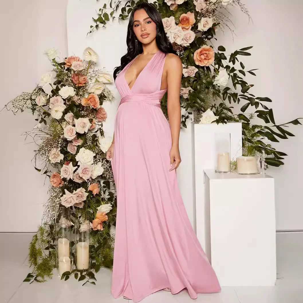 Maternity Dress Elegant Temperature Evening Dress Sexy Lace Solid Color Maternity Dress Long Hot Mom Dress X250224