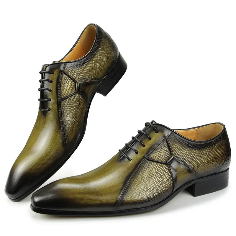 Mens Oxfords Leather Shoes for Male Office Formal Social Elegant Fashion Printing Shoe Match Suit Wedding Place High Quality 250310