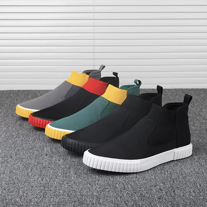 Fashion Loafer Shoes for Men High top Canvas Shoes Men Mocassin Vulcanized Shoes Men Slip on Casual Flats Sneakers 250310