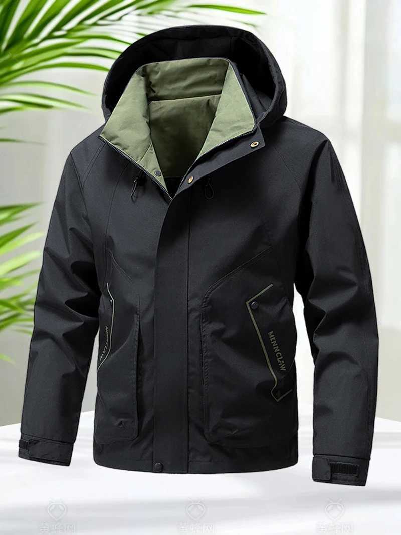 Hiking Jacket Men Waterproof Hooded Zip Up Jacket Lightweight Spring and Autumn Outerwear Coats Men Camping Trekking ClothesT250311