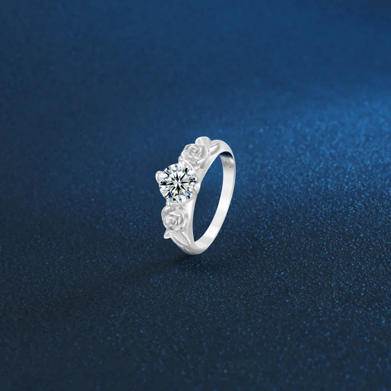 925 sterling silver Mozambique diamond ring for women European and American fashion flower shaped to give girlfriend 250311