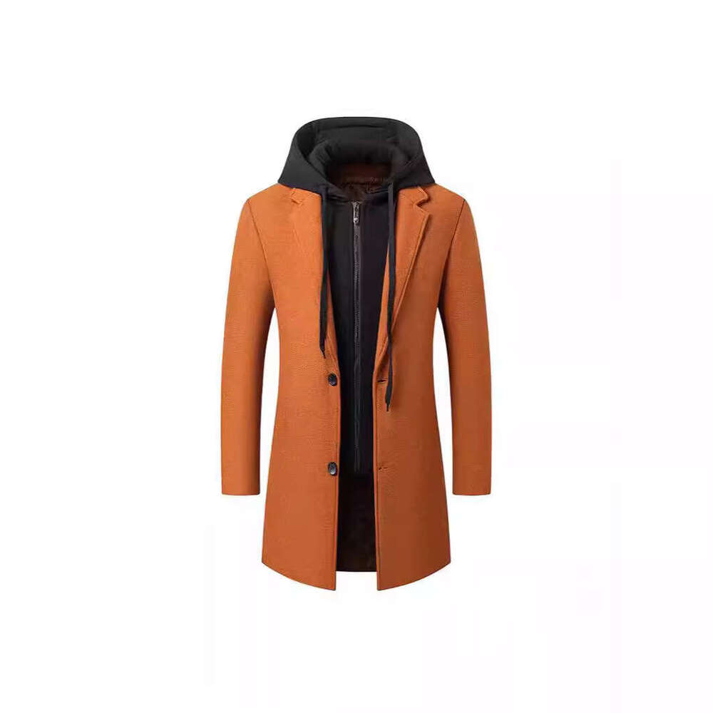 Autumn And Winter Business Thick Woolen Fashionable Hooded Style, Detachable Coat, Men's Coat