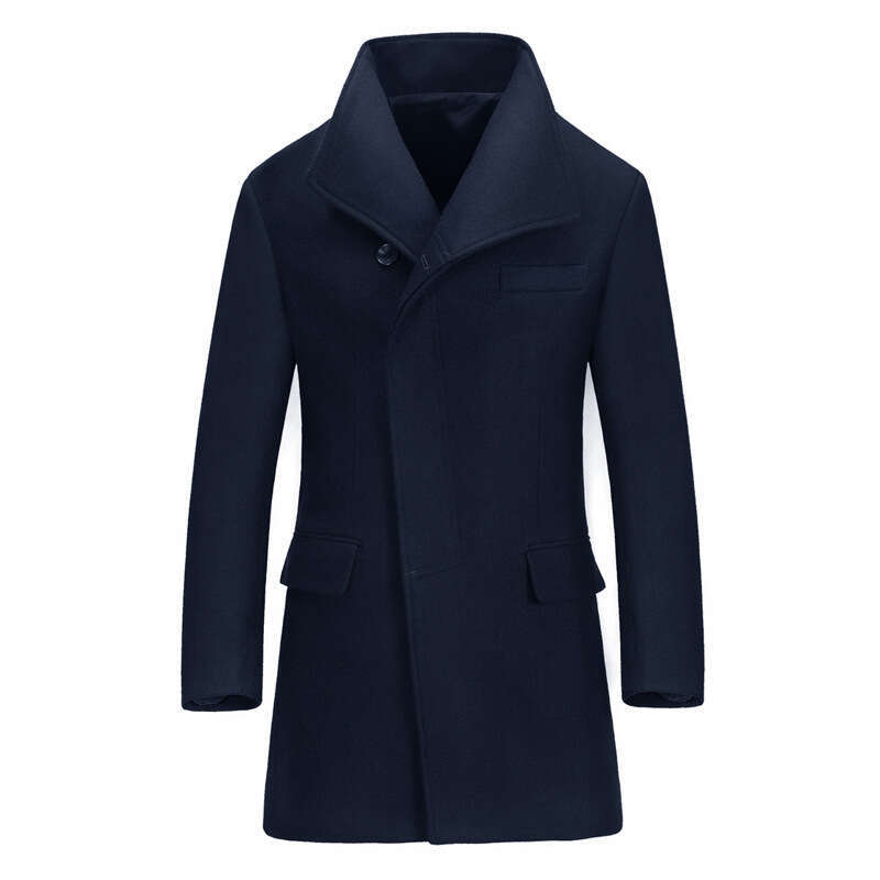 Russian Men's Woolen Coat Thick Medium Long Windbreaker