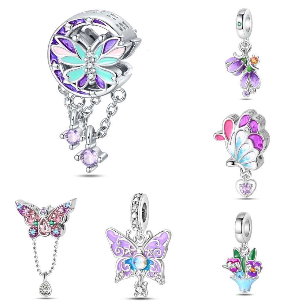 Fit European Style 925 Sterling silver Charms DIY Jewelry Accessories Romantic Love Butterfly Bracelet Pendant Beads