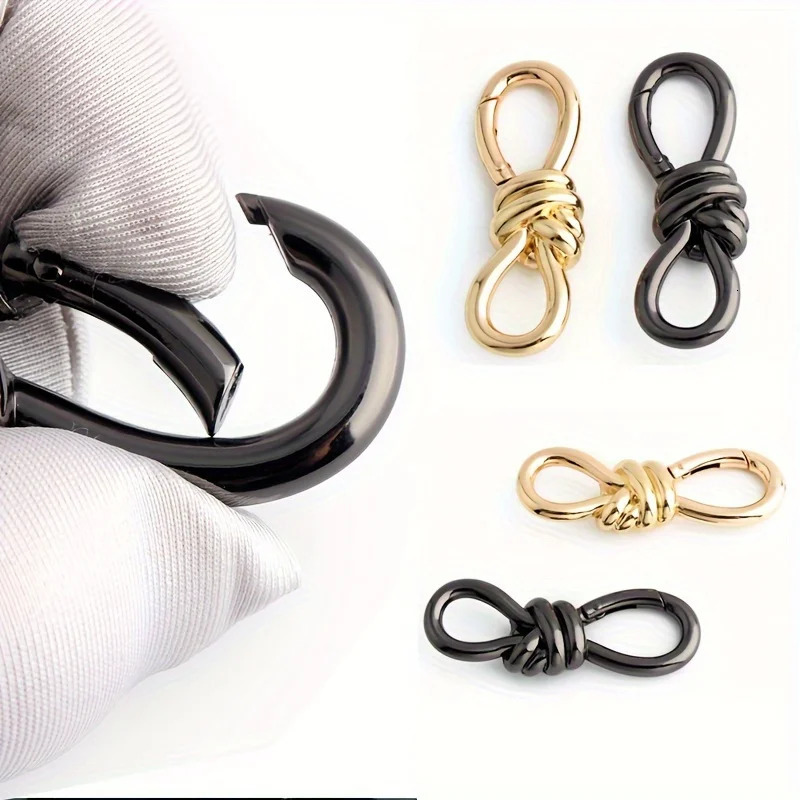 2PCS 74mm Womens Tote Bag Metal Twist Spring Ring Lobster Clasp Shoulder Shoes Clothes Knot Decoration Keychain 250311