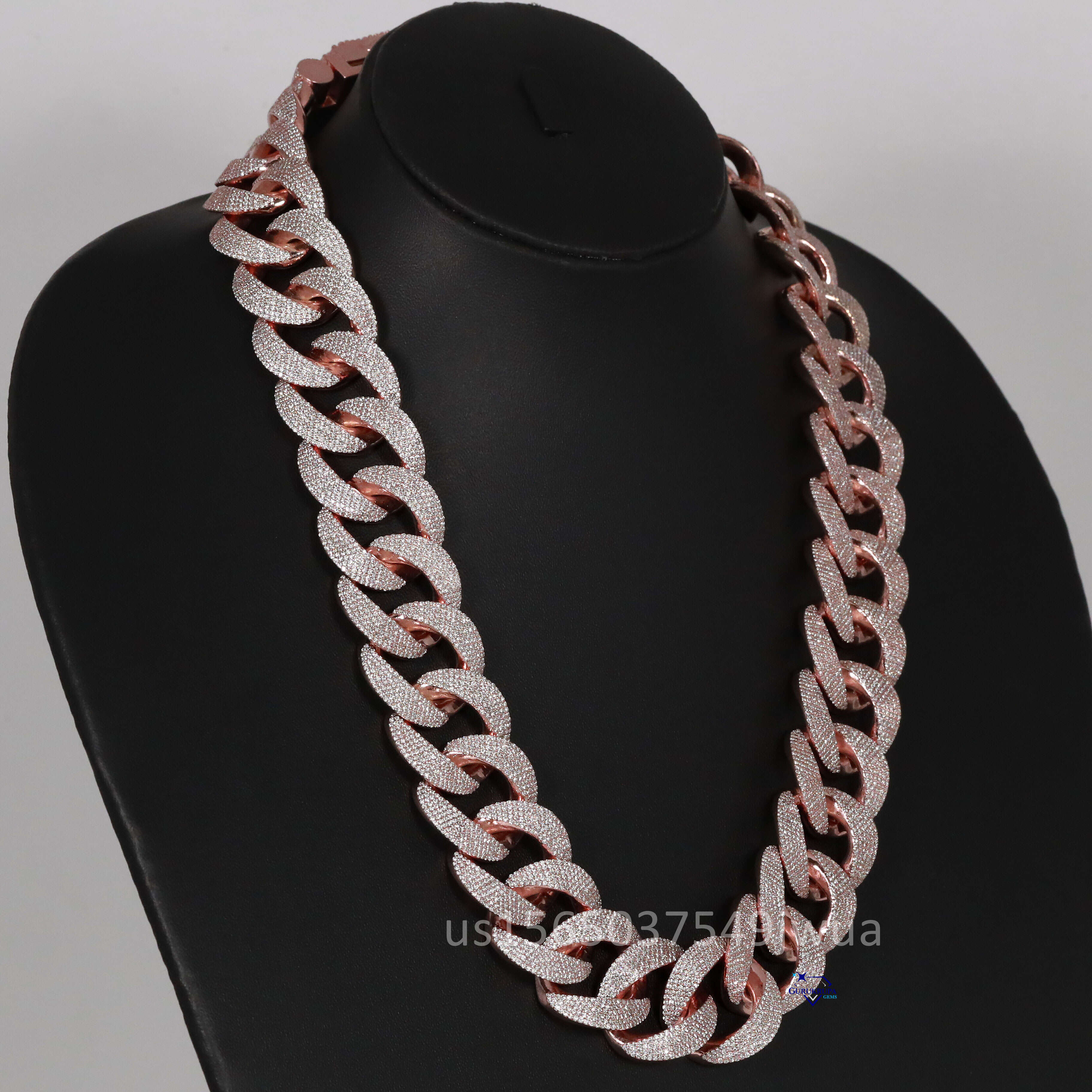 Hip Hop Cuban Chain Made in 14kt Rose Gold Featuring Moissanite Round Brilliant Cut Dias with GRA Certified and VVS Clarity