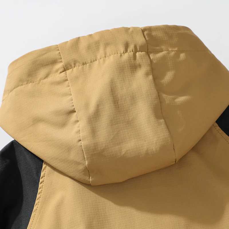 CHRLCK Mens Assault Suit Hood Jacket Spring Autumn Zip Up Jackets Outdoor Windproof Coat Solid Patchwork Jacket Hiking CoatsT250311