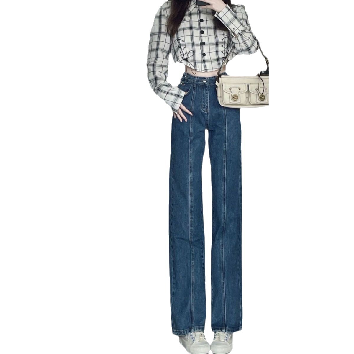 Women's Jeans Side Hollow Out Wide-leg Women's Jeans High Waist Pants Sexy Elegant Ladies Europe Fashion Jeans