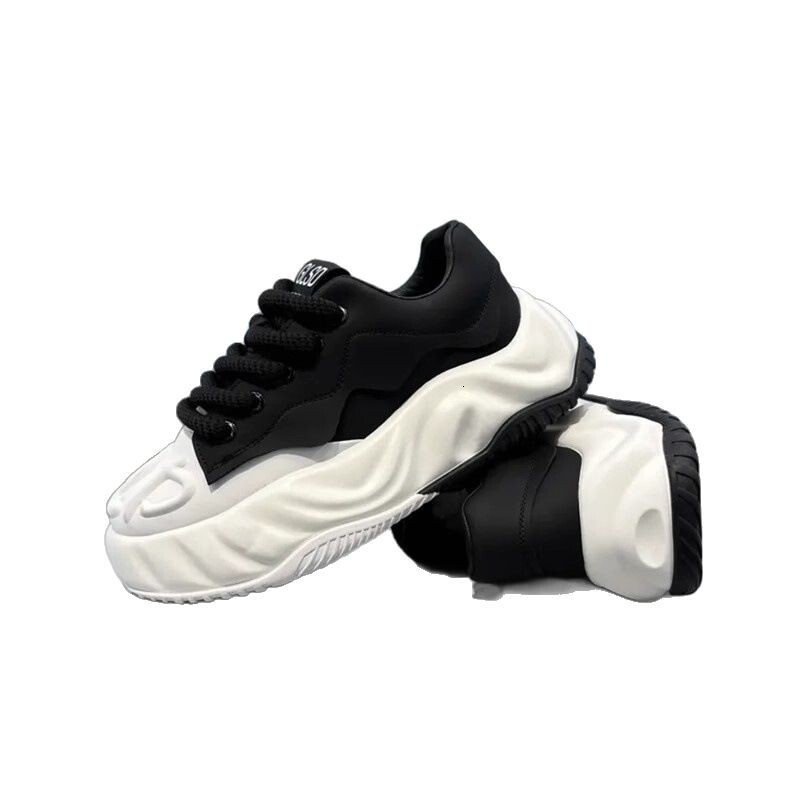 Men's Sports Shoes Color Blocked Dad 2025 New Soft Leather Shoes Designer Spliced High Rise Thick Soled Non Slip Shoes Outdoor Sports And Leisure