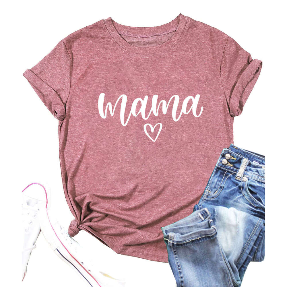 Women's Top E-commerce Mama Printed Color Cotton T-shirt 2025 New Casual Fashion Trendy Clothing