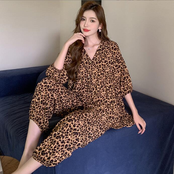 B811-Summer women's pajamas simple loose short-sleeved trousers pure cotton home clothes can be worn outside