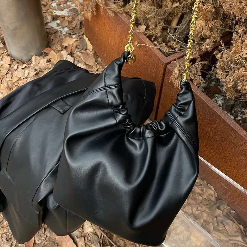 Fashion Leather Shoulder Bags For Women 2024 Winter New Tend Female Simple Soft Hobo Bag Lady Solid Color Handbags