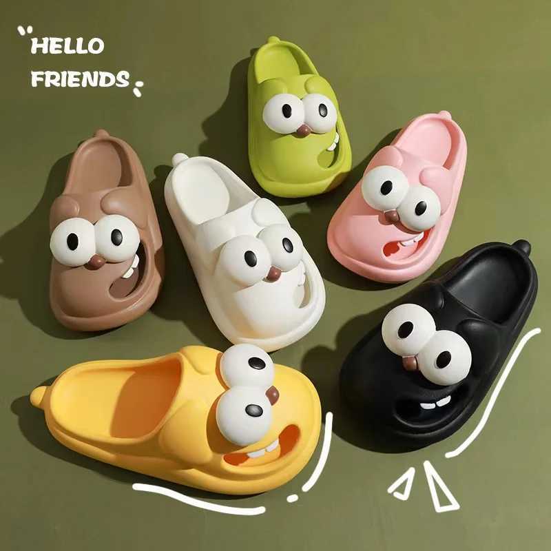 WomenS Cartoon Slippers Summer Beach Cloud Big Eyes Dog Kawaii Slides Sandals Funny Flip Flops Indoor Outdoor Soft Non SlipT250311