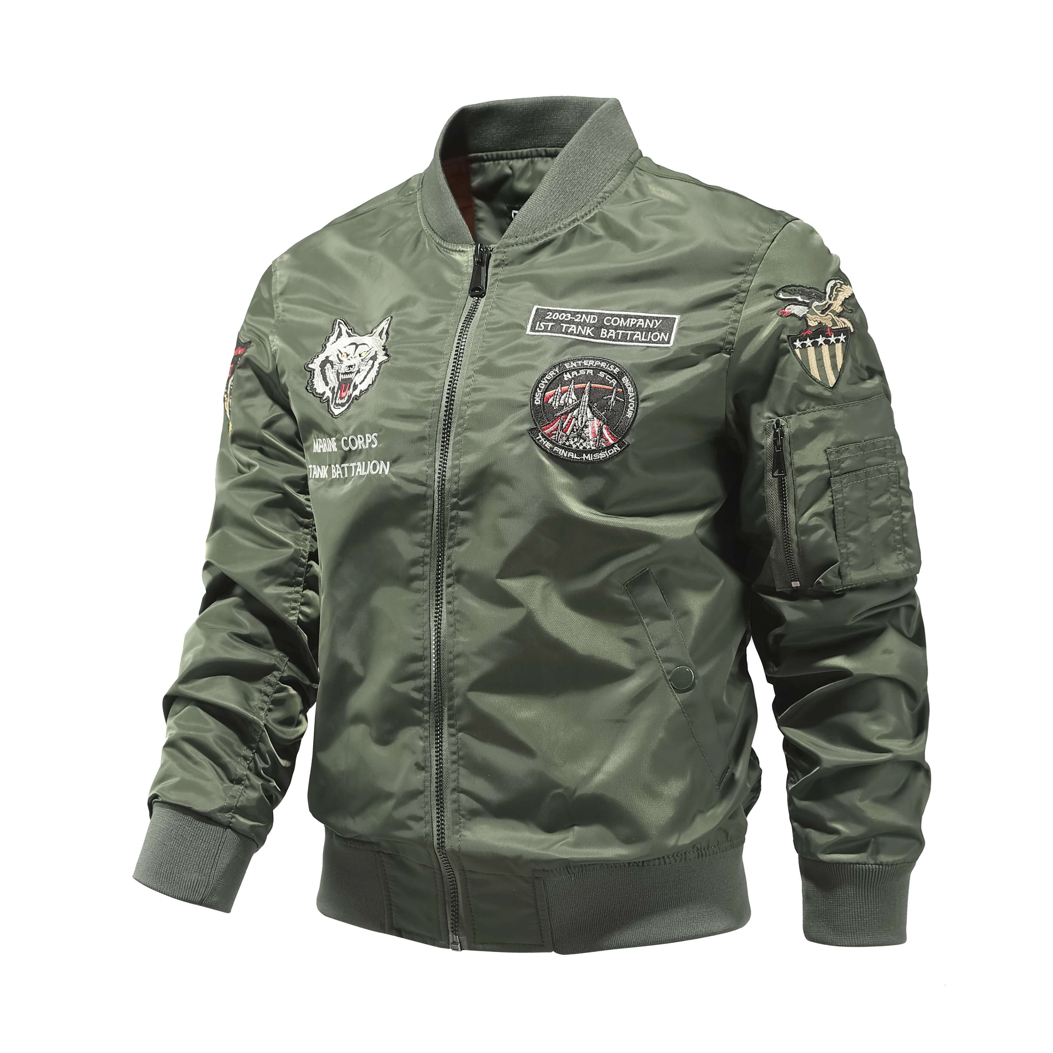 American Retro Ma1 Pilot Men's Embroidered Baseball Jacket, Spring And Autumn Oversized Loose Work Cycg Jacket Trend