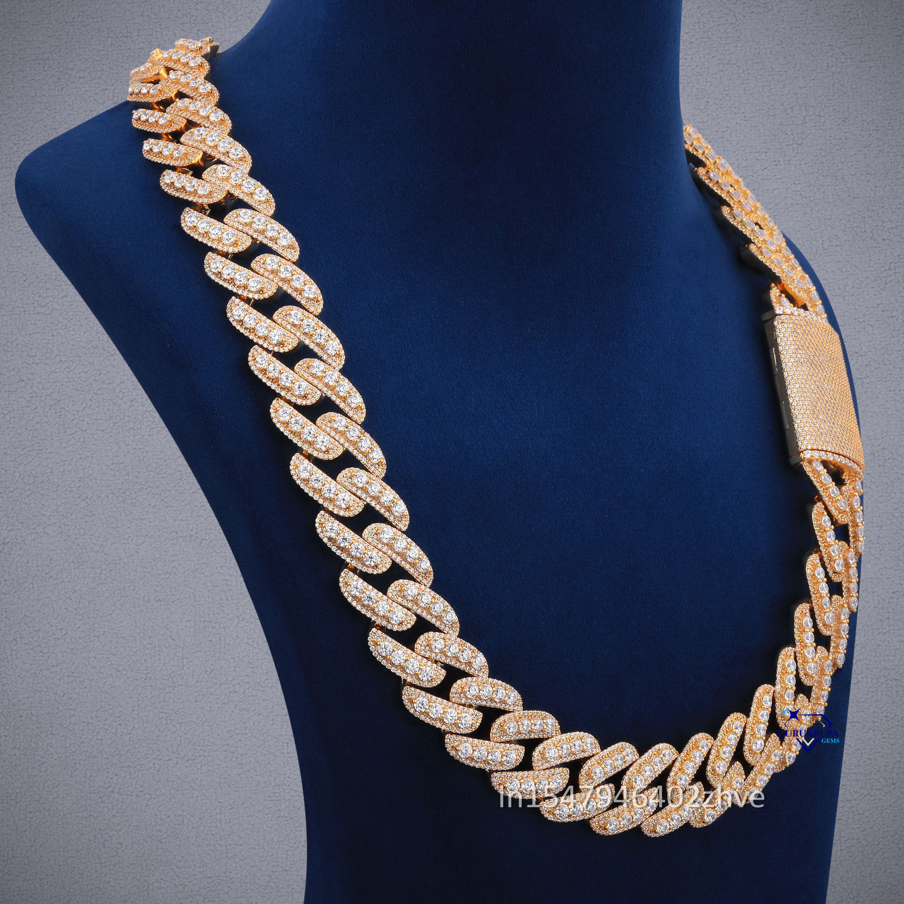 Premium Personalized Designer Hip Hop Cuban Chain Crafted With 14kt Yellow Gold and Moissanite Dias Necklaces for Men