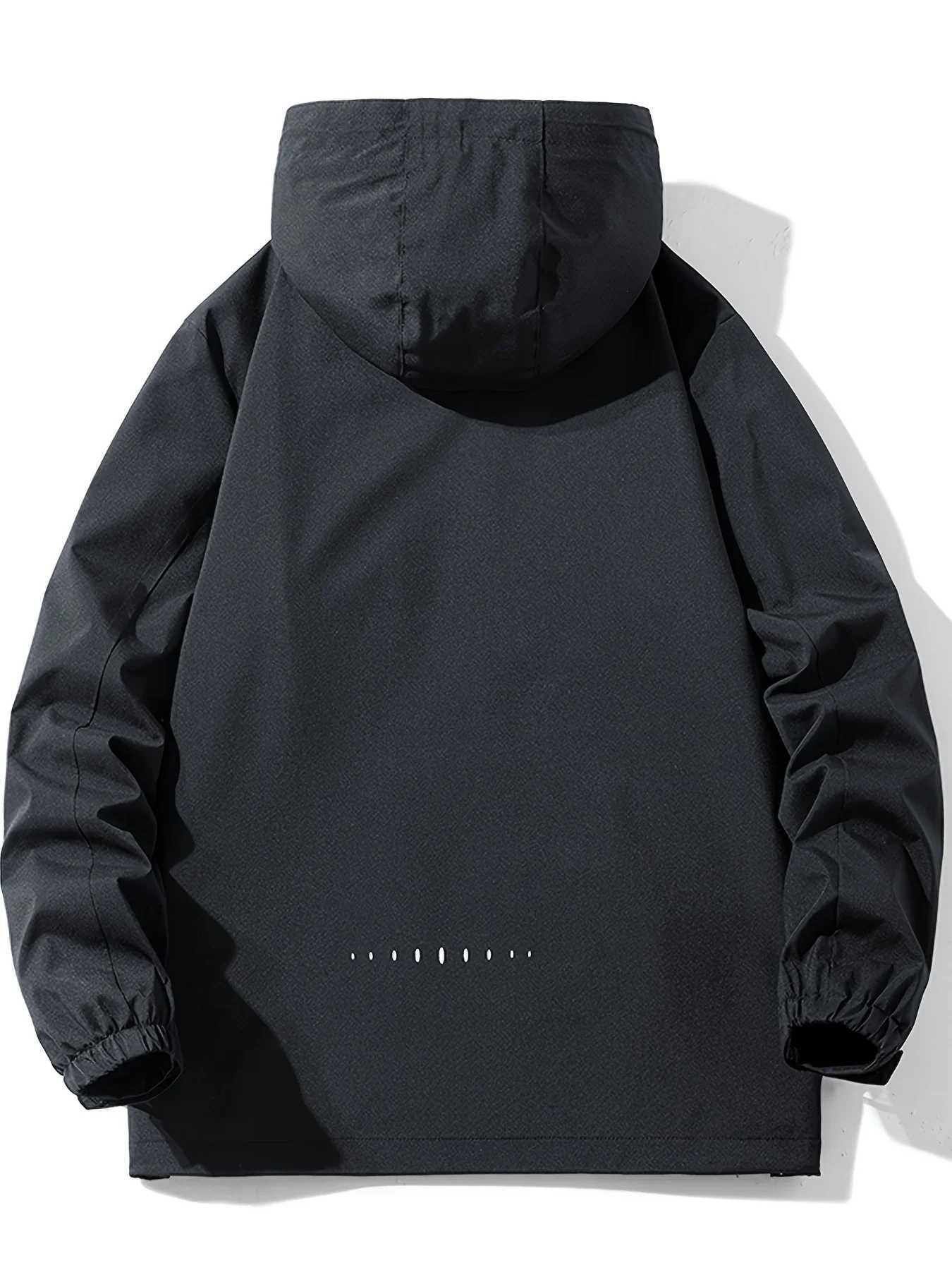 Mens Lightweight Hooded Jacket - Water-Resistant Windproof Breathable for Outdoor Activities like Hiking Camping FishingT250311