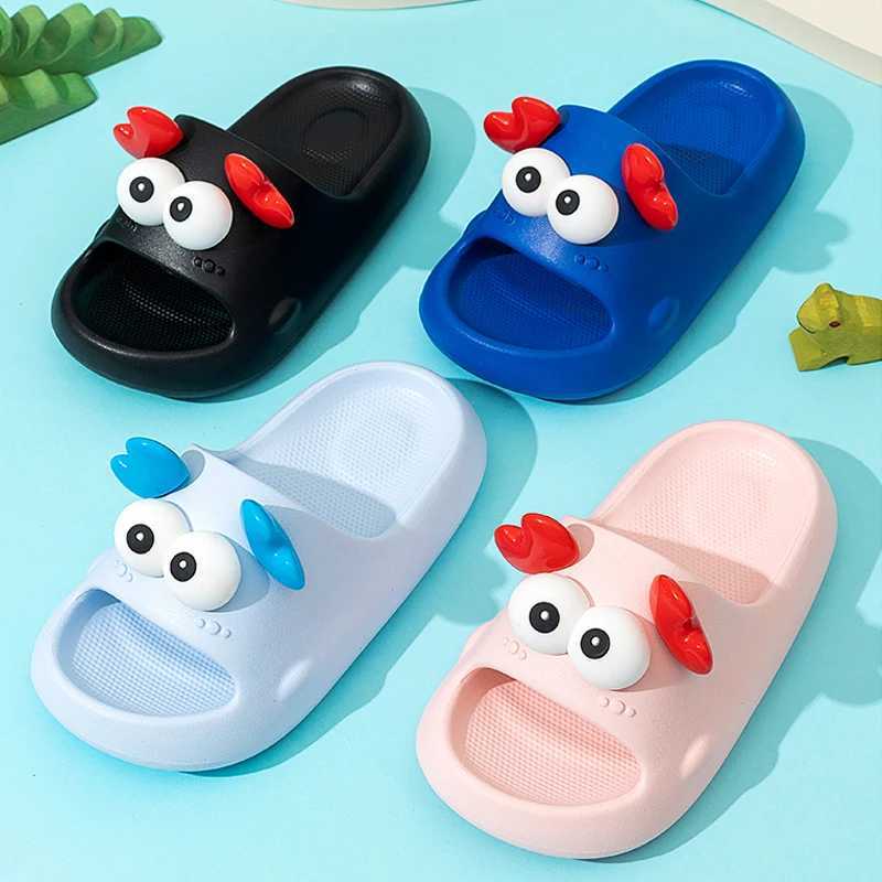 New Summer Children Slippers Cute Crab Comfort Indoor Sandals For Girls And Boys Non-slip Seabeach Flip Flops Home Kids ShoesT250311