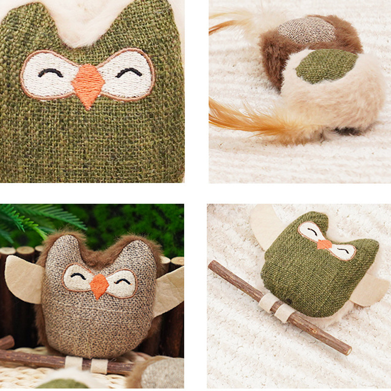Owl Bite-Resistant Catnip Feathered Teething Toy - Perfect for Dental Health of Your Cat