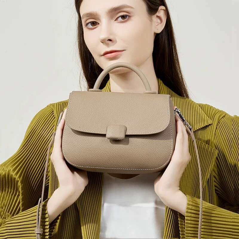 Burminsa Genuine Leather Saddle Small Shoulder Bags For Women 2025 Designer Crossbody Purses Top Handle Ladies Handbags