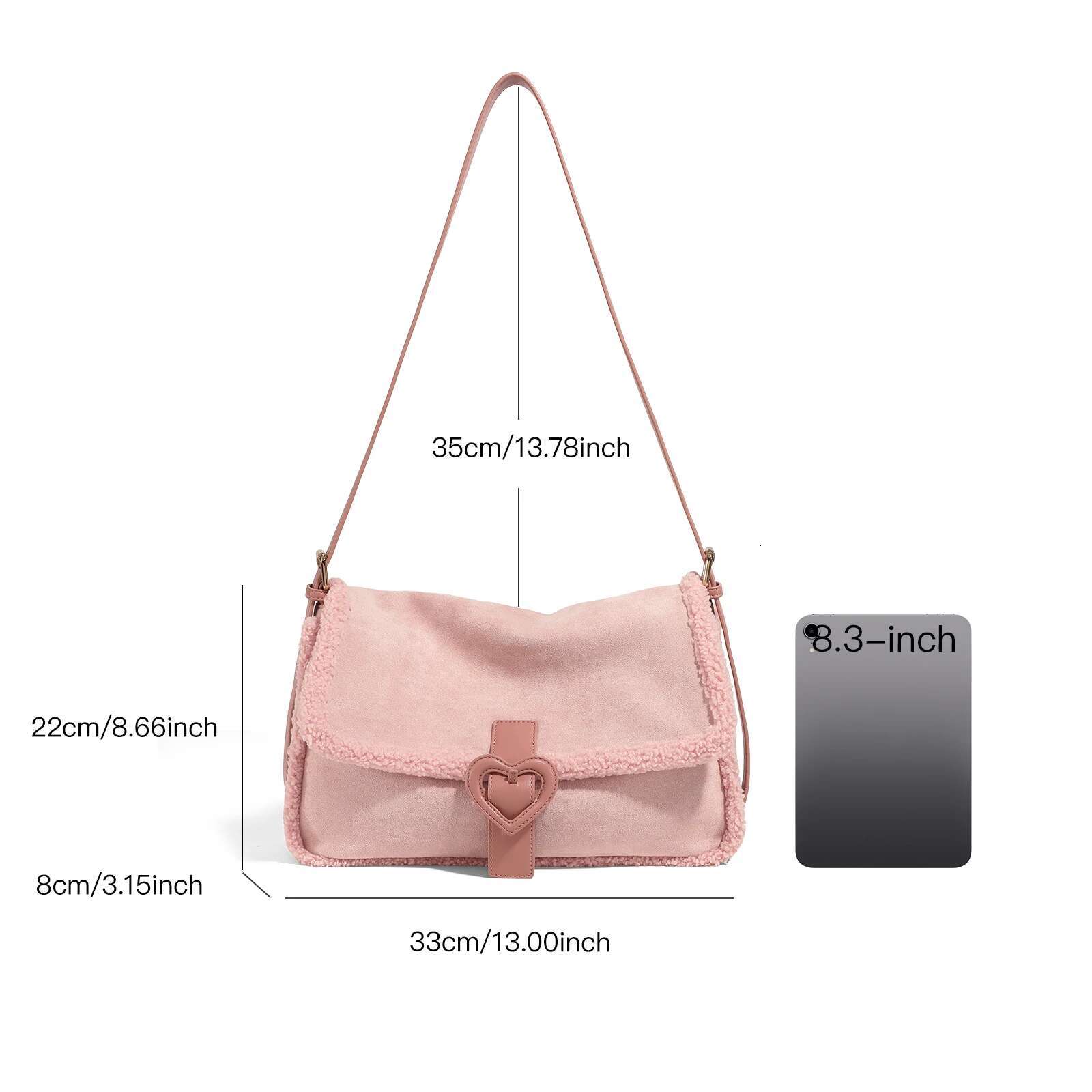AII Tote For Valentine Women Pink Large Capacity Commuter Single Shoulder Handheld Crossbody Plush Bag Ramadan Gift