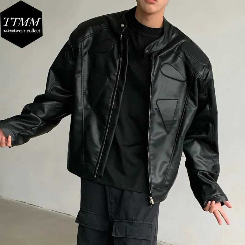 Niche Structure Design High-end Motorcycle Mens Washed PU Leather Jacket 2025 Spring Autumn New Fashion CoatT250311