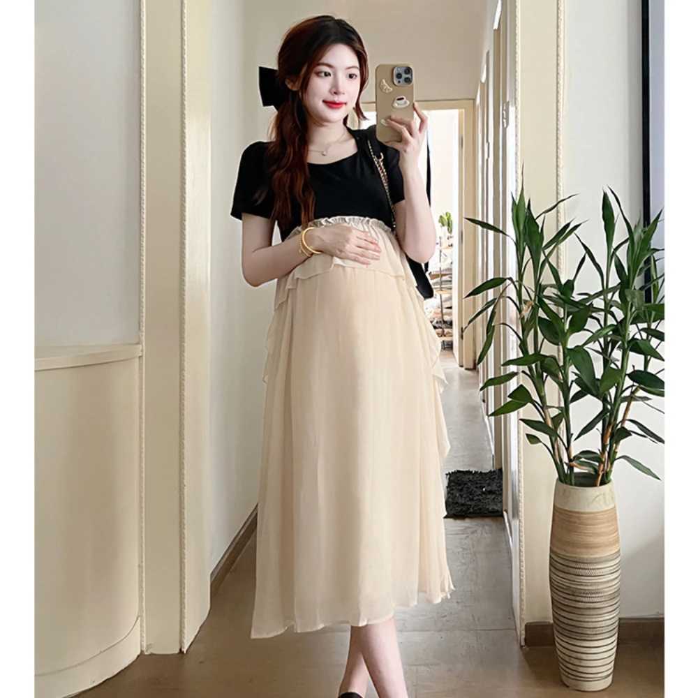 Casual Dress Pregnancy photoshoot dress Short Sleeve vestidos Summer Maternity Dresses fashion clothes for Pregnant Woman 2024T250311