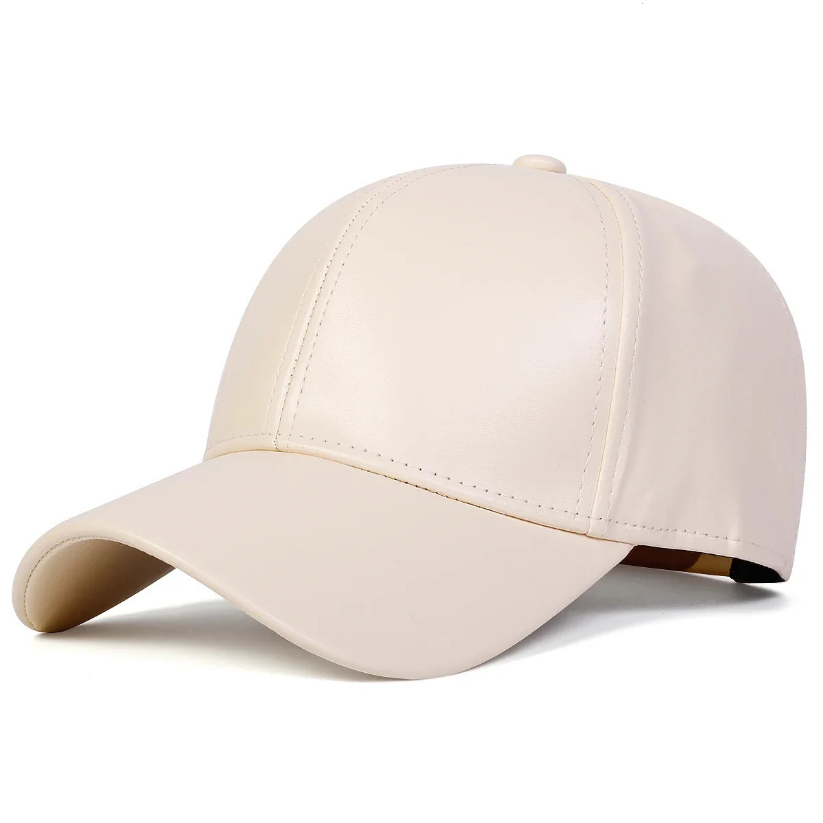 Unisex Light Panel Solid Color PU Leather Baseball Caps Spring Autumn Outdoor Adjustable Casual Hats Dad Hat Sunscreen 250311