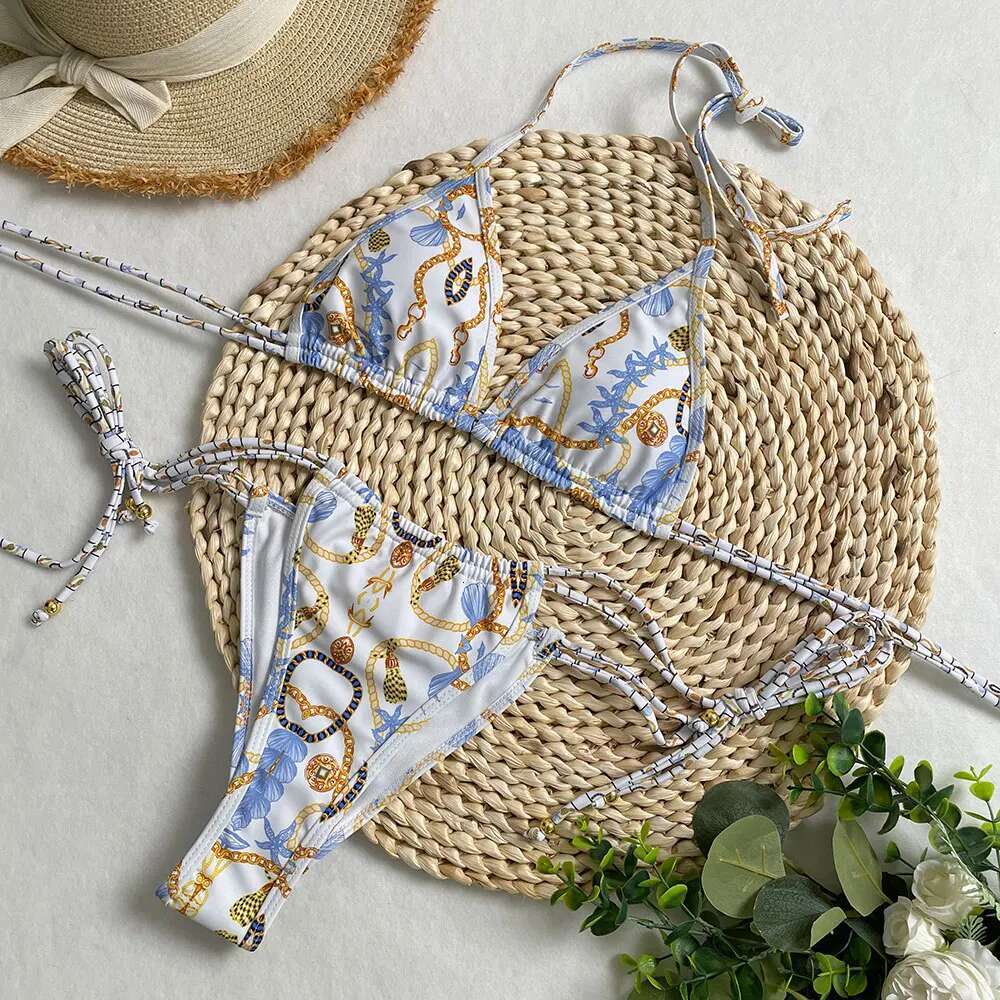 2025 Sexy Halter Gorgeous Color Bikini Set Women's Swimsuit Two-Piece Triangle Thong Swimwear Bathing Suit Brazilian Biquinis