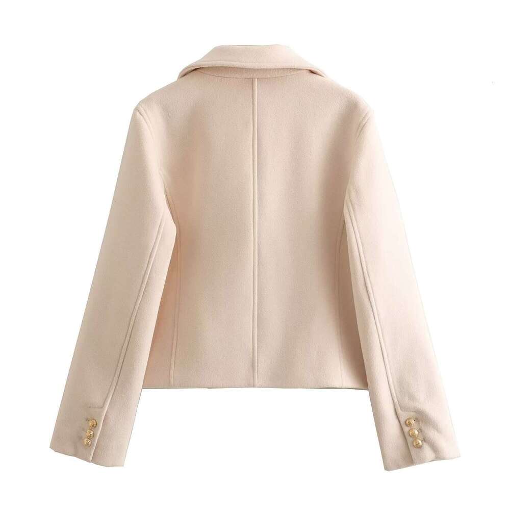 Y2k2023 Autumn And Winter New Temperament Slim Fit Short Style Lapel Double Breasted Coat Jacket For Women