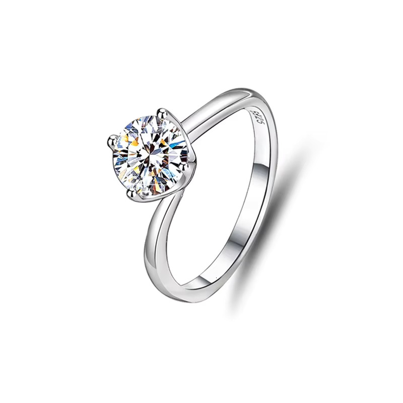 Fancy Shape Moissanite Solitaire Setting Silver Jewelry Moissanite Diamond Engagement Ring
