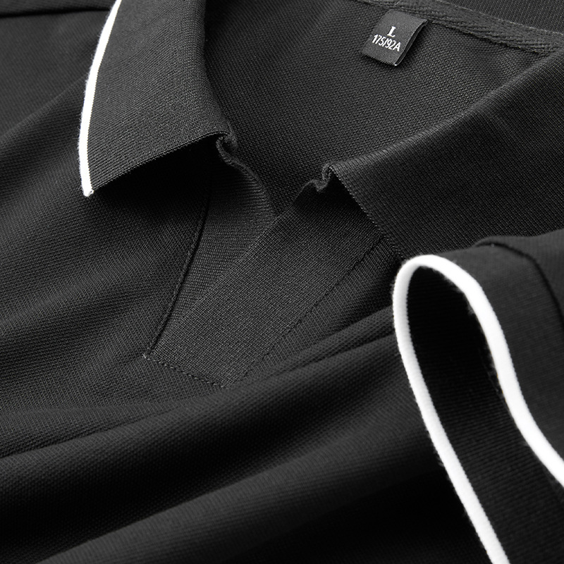 Summer short sleeved polo shirt business casual top solid color silk bead cotton V-neck men's T-shirt tracksuit