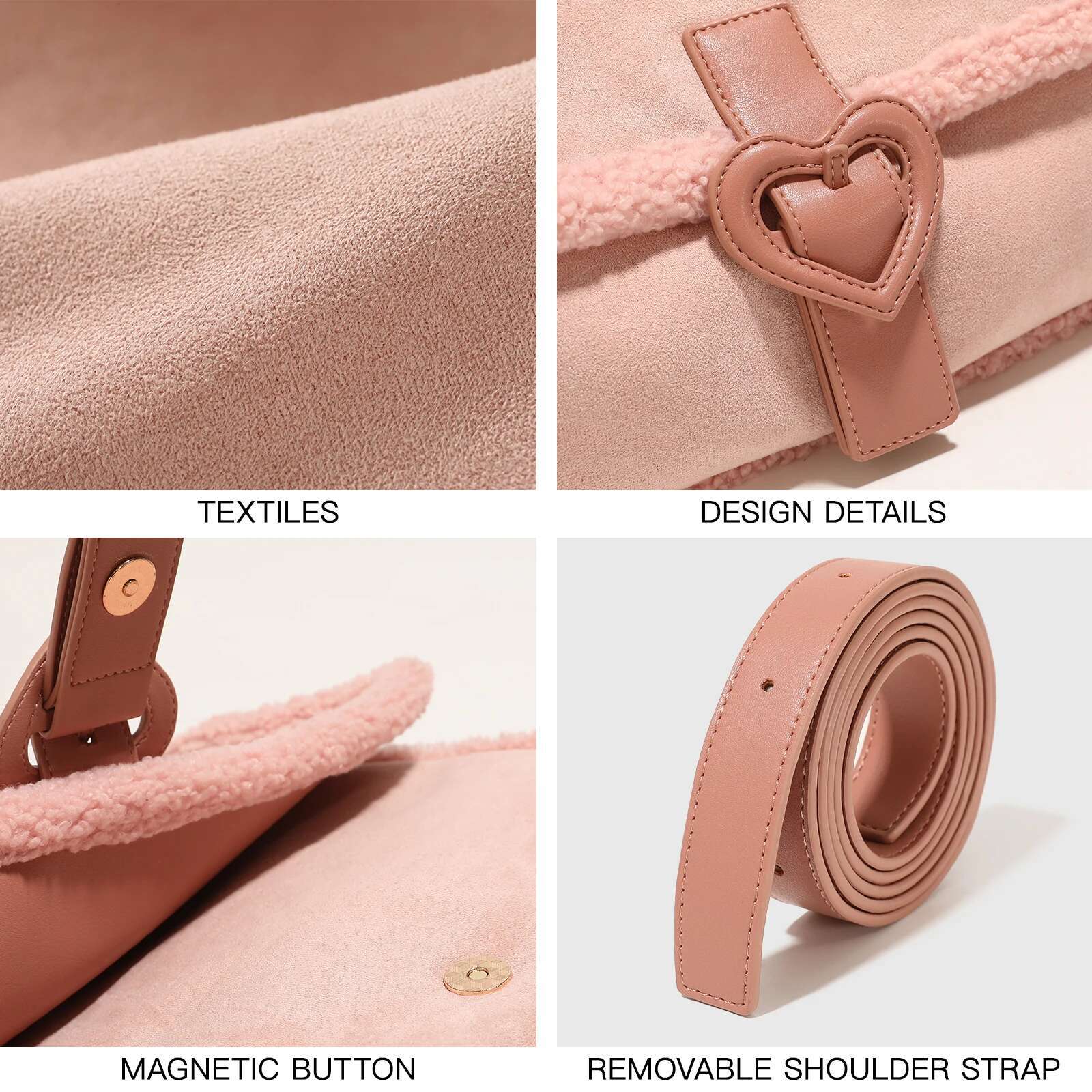 AII Tote For Valentine Women Pink Large Capacity Commuter Single Shoulder Handheld Crossbody Plush Bag Ramadan Gift