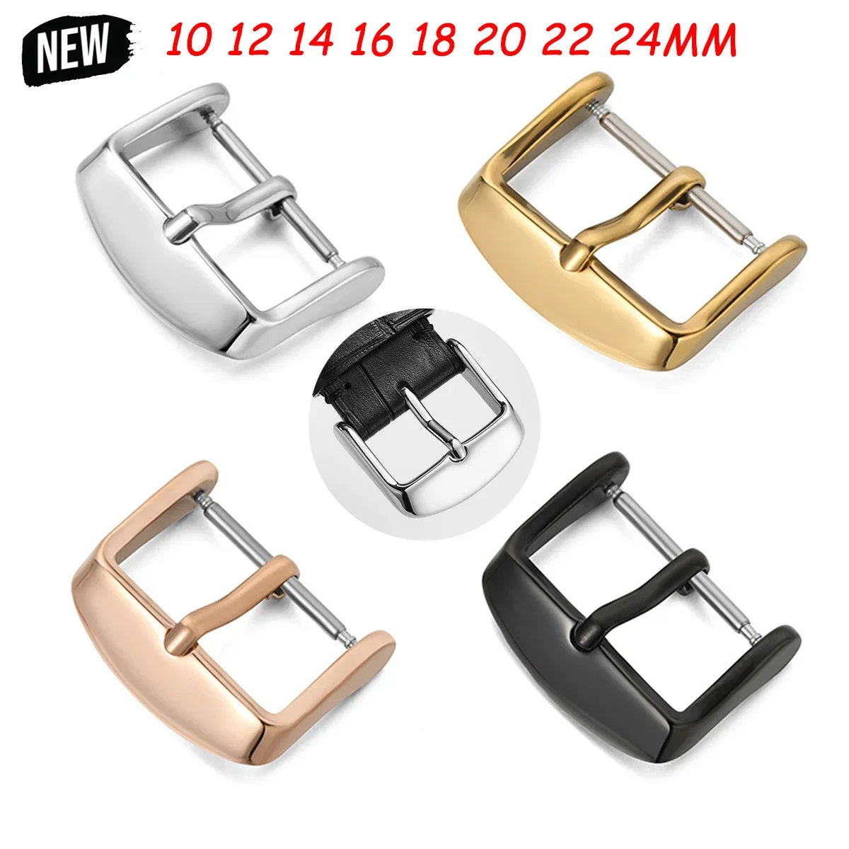 Stainless Steel Pin Clasp Watch Bands - Adjustable Fit for 18/20/22mm Wristwatches