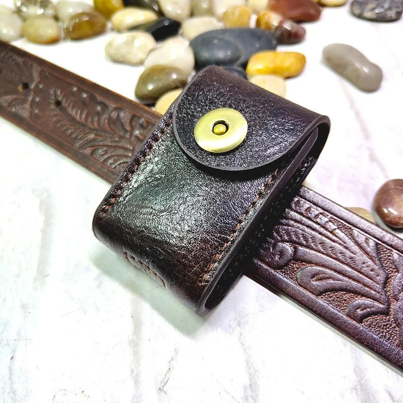 Leather car key case on belt holder with bag waist wallet pocket organizer jacket mens 1652C 250311