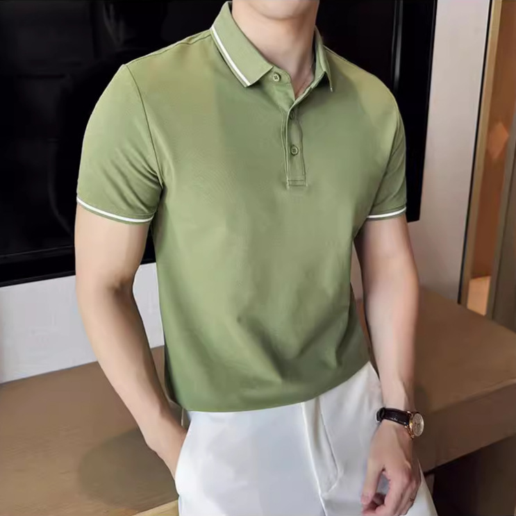 cotton short sleeved polo business casual high-end shirt collar T-shirt ice silk summer men's antibacterial tracksuit