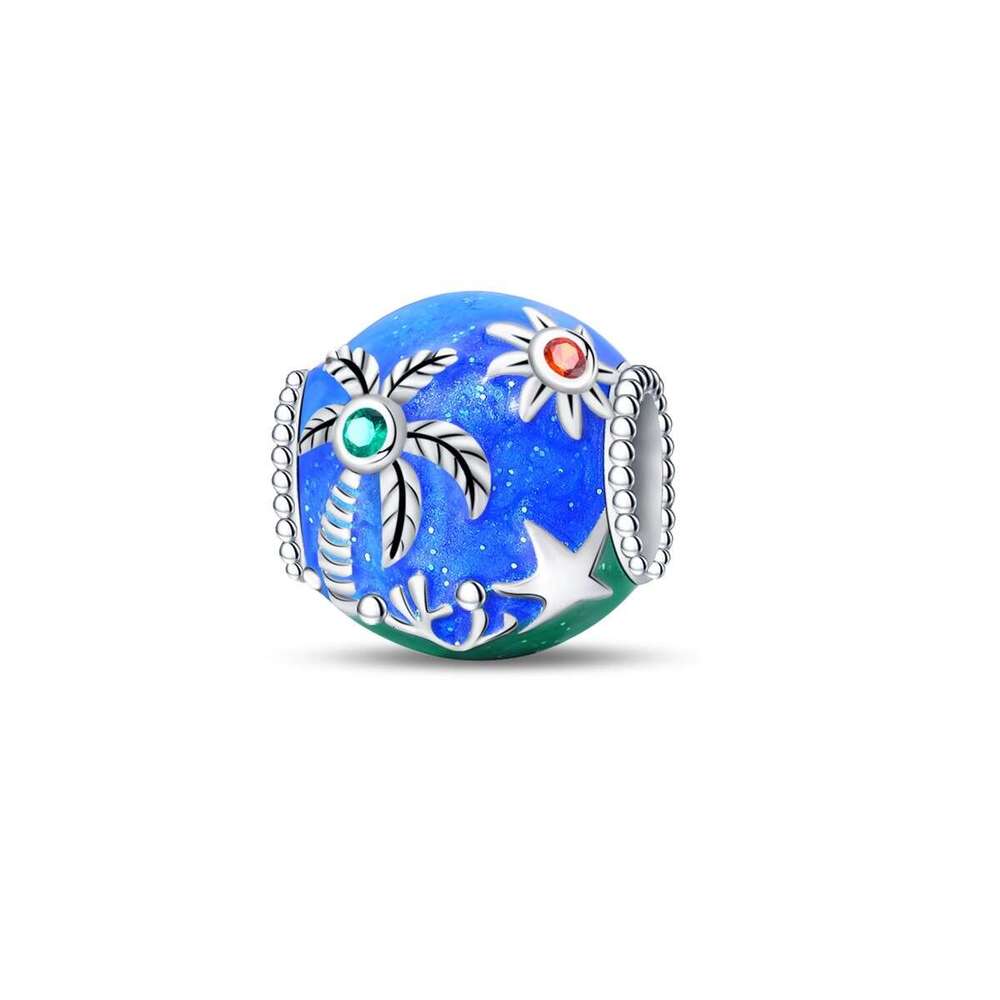 Summer Ocean Travel vacation airplane Charms Retro Luggage beads DIY jewelry 925 Sterling Silver bracelet for women gift