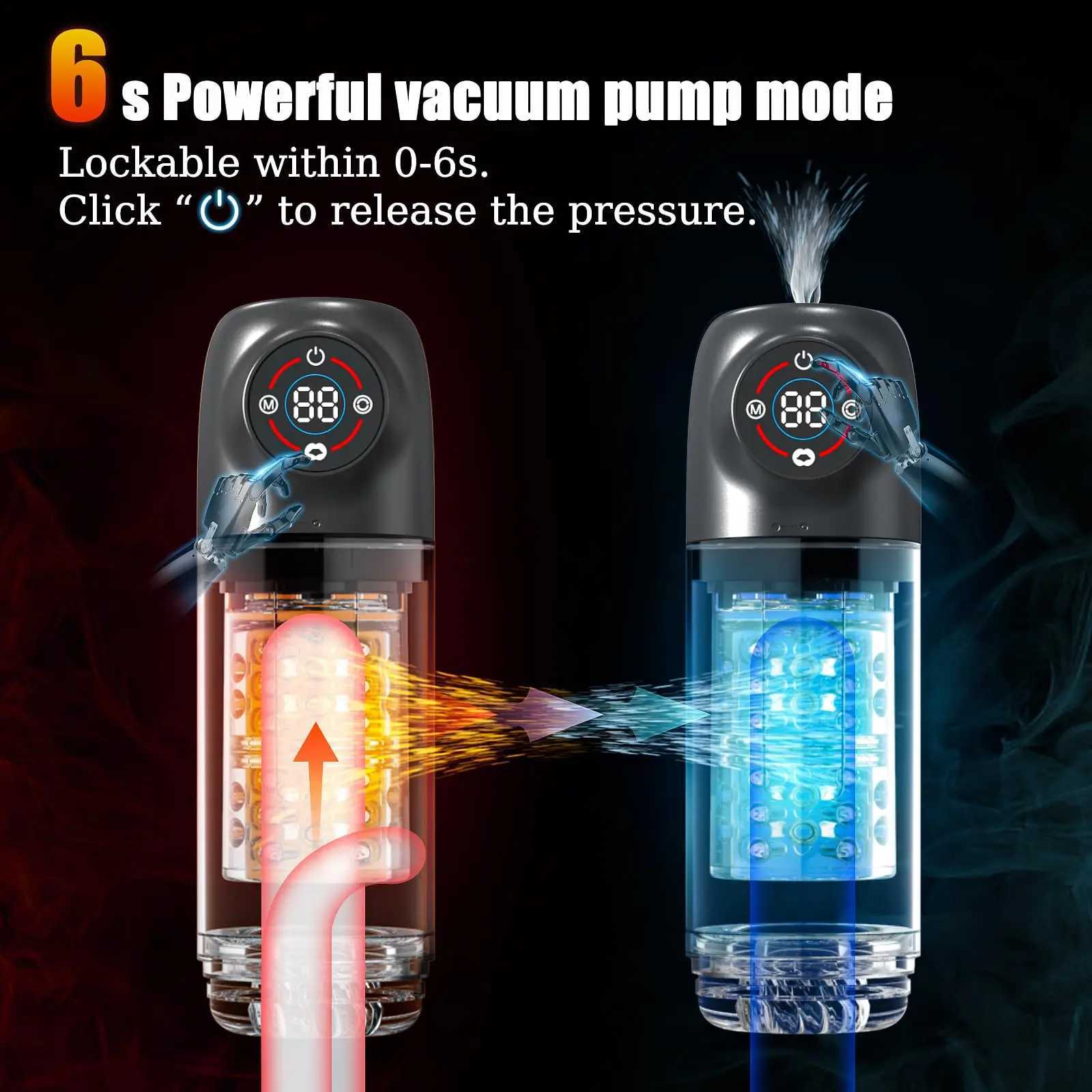 Automatic Male Masturbator with Rotating Vacuum Penis Pump Sucking Lick Vibrator Adult Sex Toys for Men Pocket Pussy LCD Display W250311