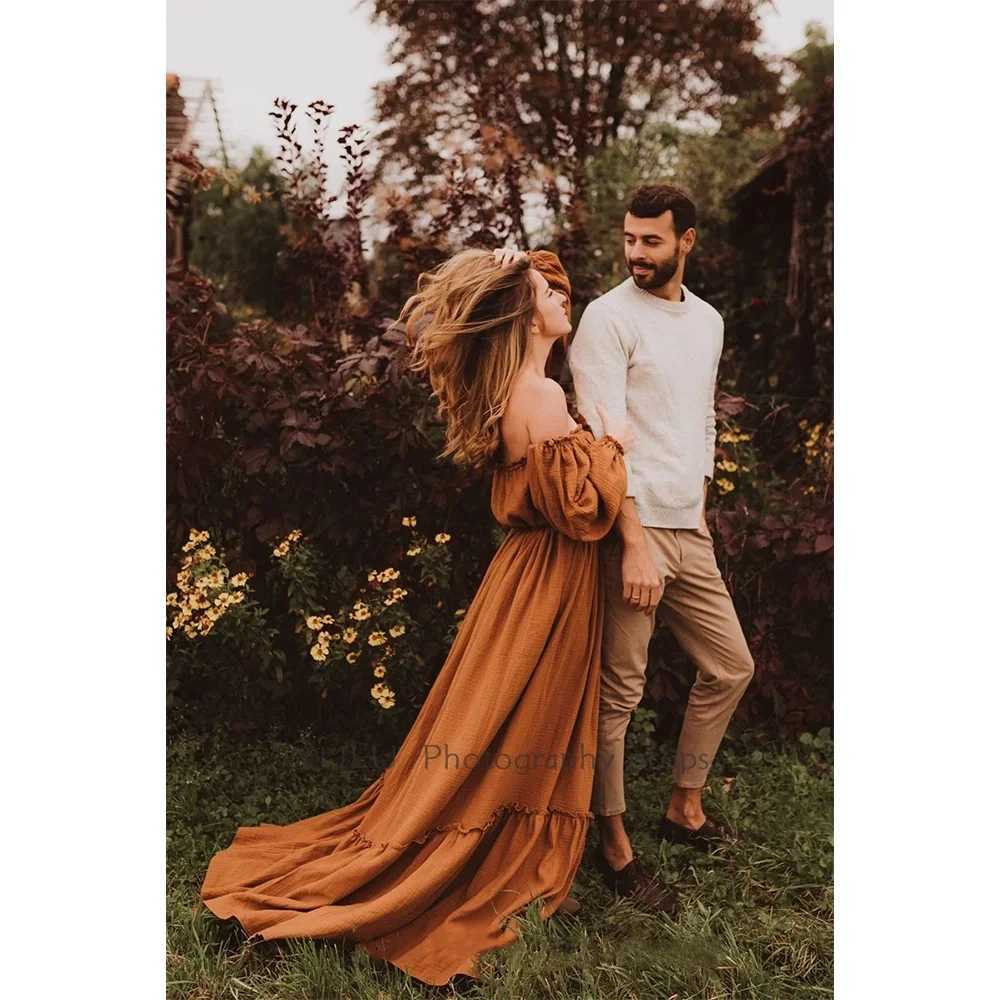 Retro Maternity Photography Linen Cotton Dresses Pregnant Women Clothes Photo Shooting Pregnancy Loose Fitting Gown X250224