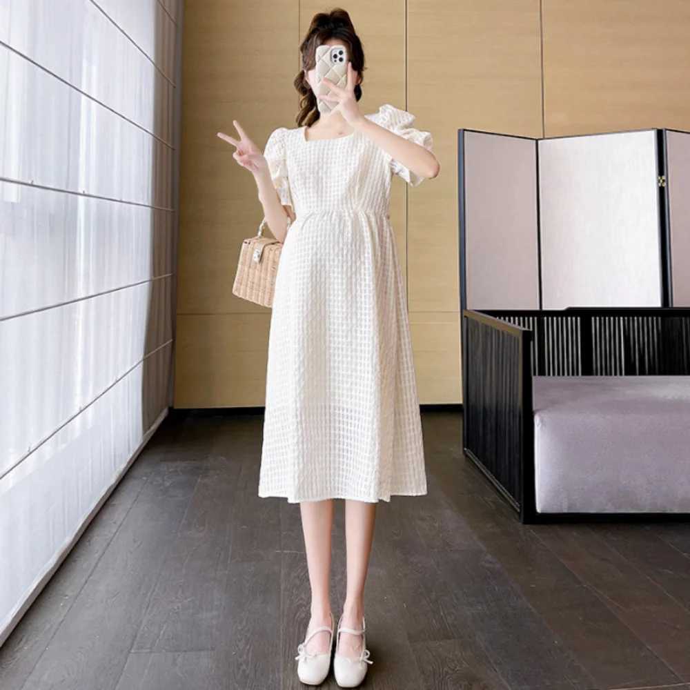 Casual Maternity Dresses New Summer Clothes For Pregnant Wome Sweet French vestidos Long Dress Pregnancy photoshoot DressesT250311