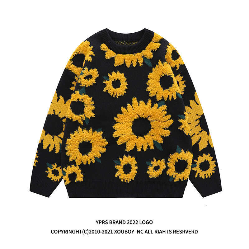 YPRS Men's Couple Ins Loose Oversize Chrysanthemum Lazy Women Gentle Knitted Sweater Coat