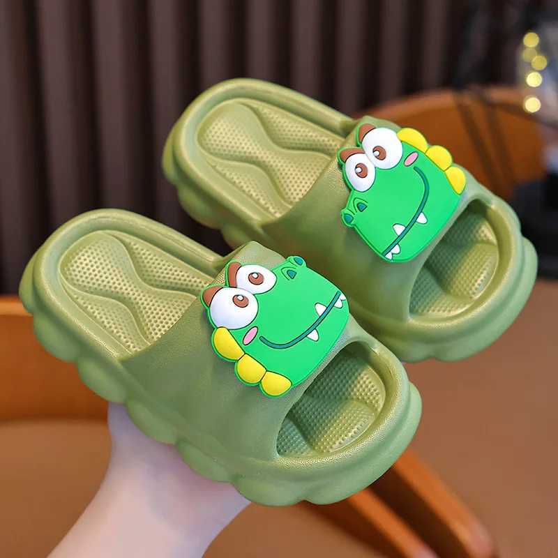 Summer Children Slippers Cartoon Anti-Slip Soft-Soled Dinosaur Sandal Boys Girls Baby Home Bathroom Casual ShoesT250311