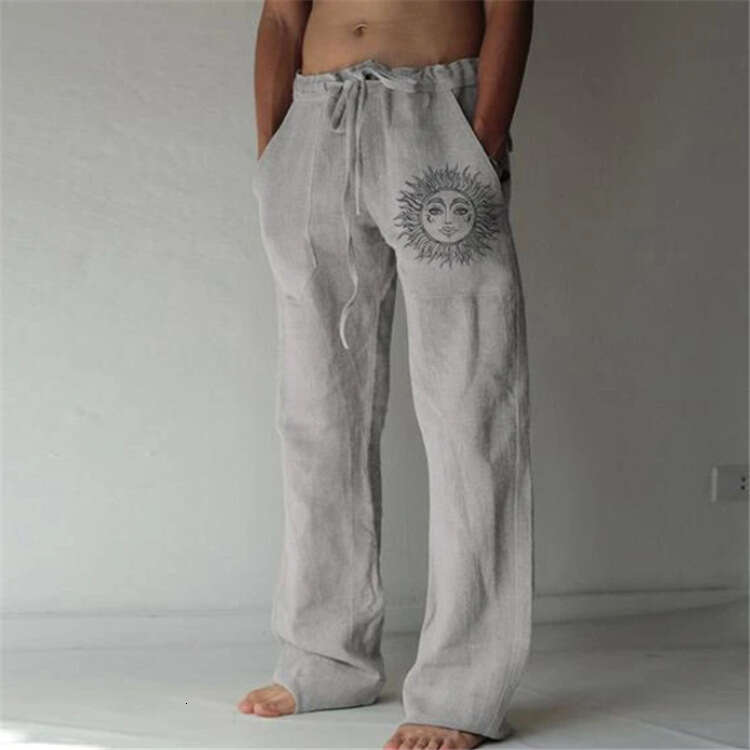 European and American men's drawstring elastic cotton en loose pants 2025 new casual versatile fashion clothing